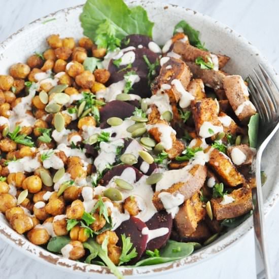 Roasted Sweet Potatoes & Chickpeas