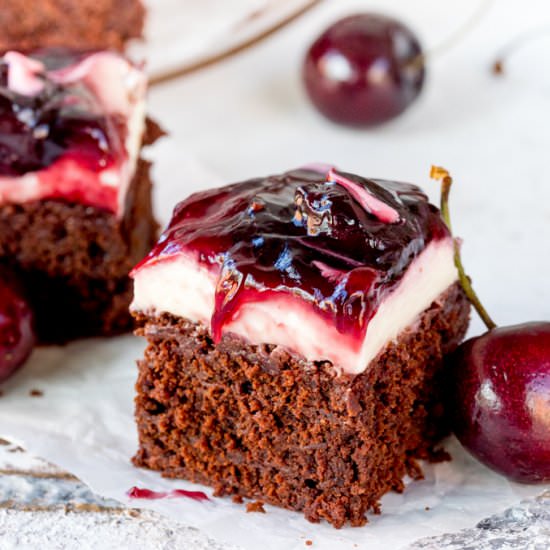 Chocolate Cherry Cheesecake Brownie