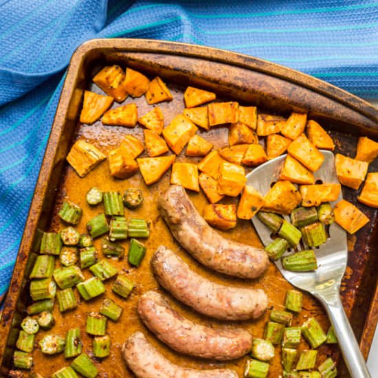 Sheet Pan Turkey Sausages + Veggies