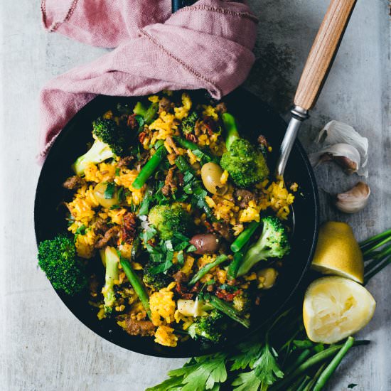 Saffron Paella with Pulled Oats!