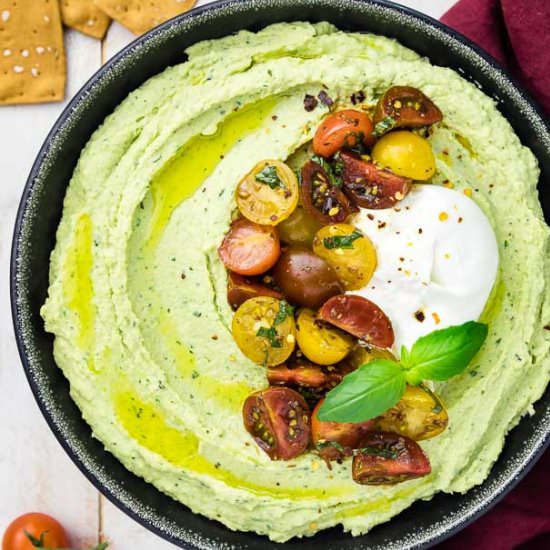 Easy Burrata Caprese Basil Hummus