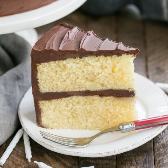 Yellow Butter Cake with Fudgy Icing