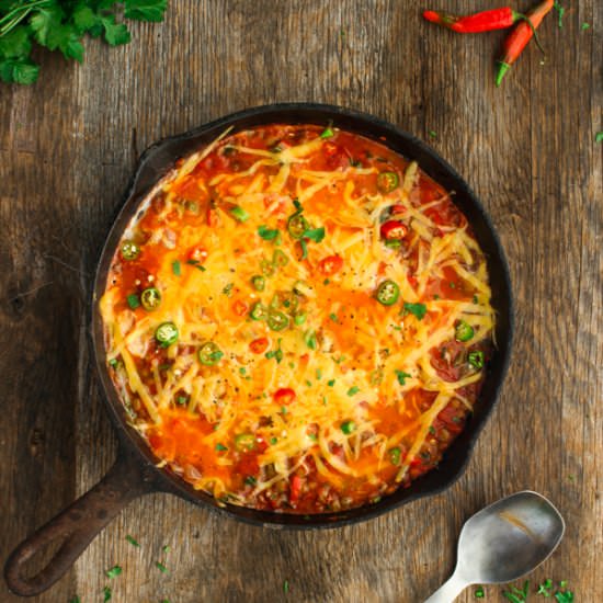 Cheesy Chili & Lentil Shakshuka