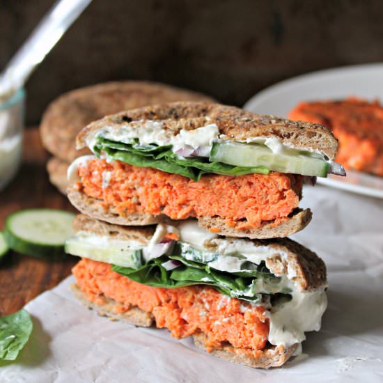 Smoky Salmon Bagel Burgers