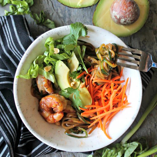 Shrimp & Avocado Zoodle Salad Bowls