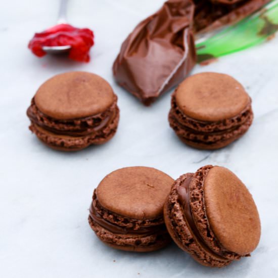 Chocolate Berry Nutella Macarons