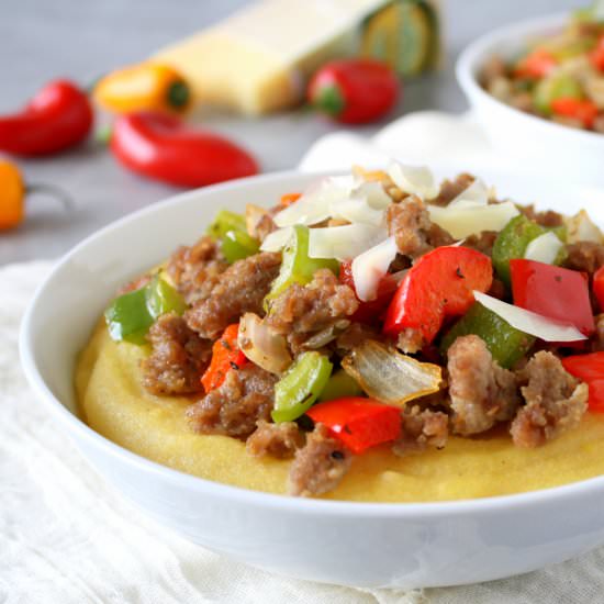 sausage and peppers with polenta