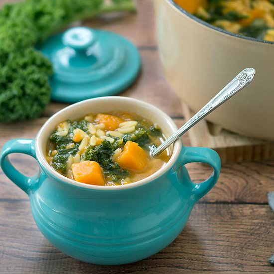 Kale And Pumpkin Soup With Orzo