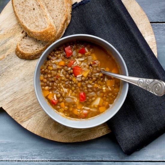 Mediterranean lentil & rice soup