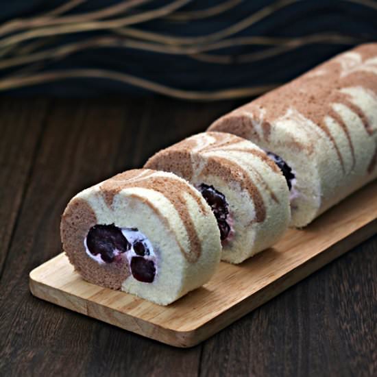 Cherry Swiss Roll Cake