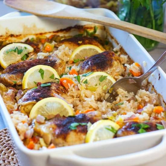 Chicken Lemon and Rice Casserole