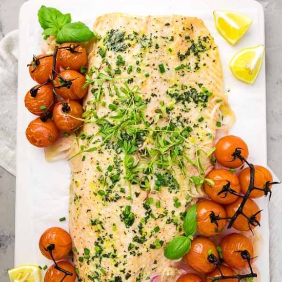 Basil Butter Roasted Salmon