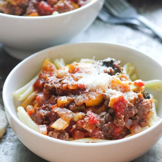 Meaty vegetable pasta