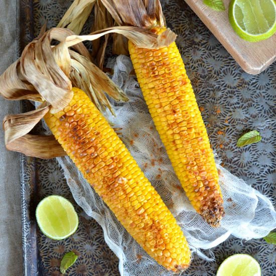 Baked Corn and spicy butter