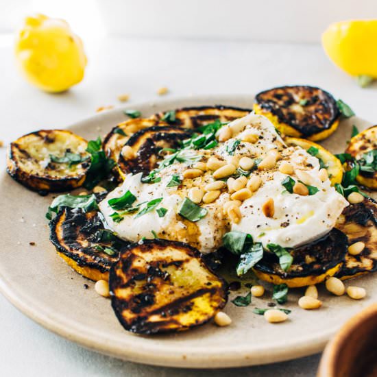 grilled summer squash caprese salad