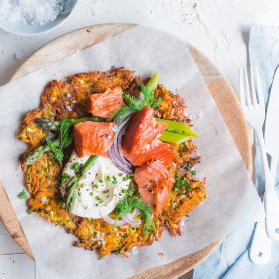 Zucchini Rosti with Smoked Salmon