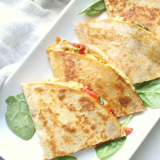 Simple Vegan Hummus Quesadillas
