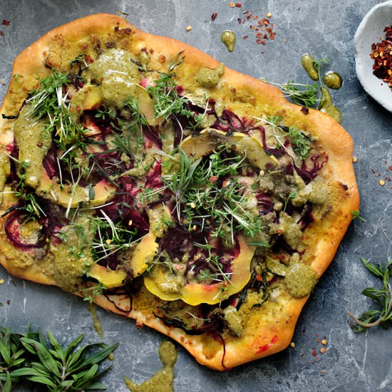Spiralized Beet & Squash Pizza