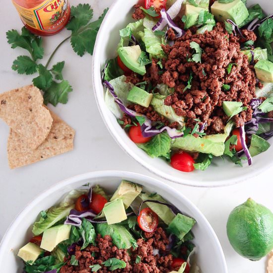 Beef Taco Bowl Cholula Lime Dressing