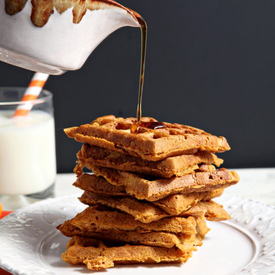 Pumpkin Waffles with Cinnamon Maple