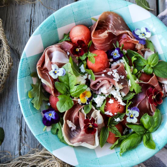 Watermelon Prosciutto Feta Salad