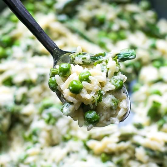 Creamy Orzo with Asparagus and Peas