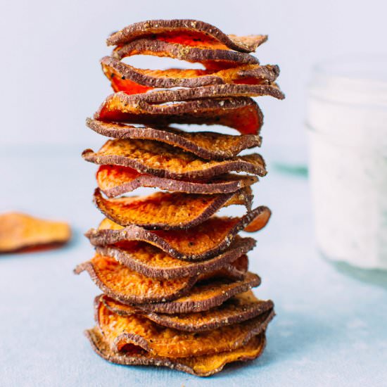 oven roasted sweet potato chips