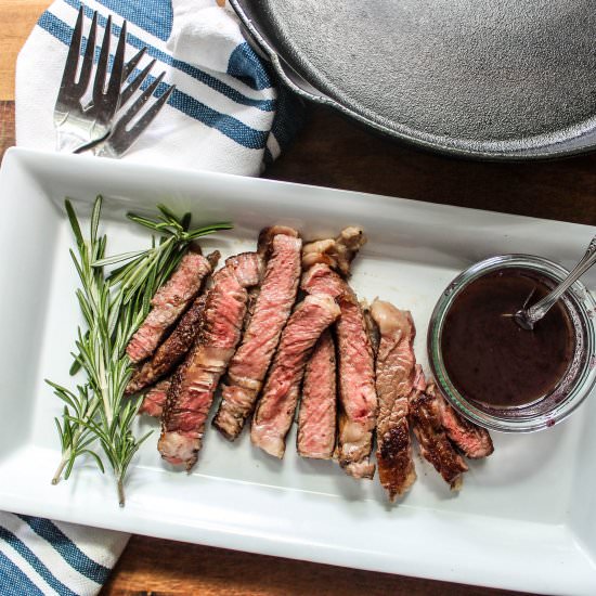 skillet steak with red wine sauce