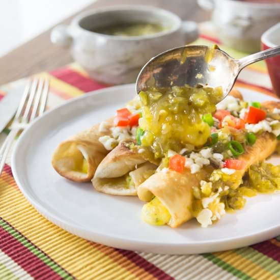 Baked Mexican Three Cheese Flautas