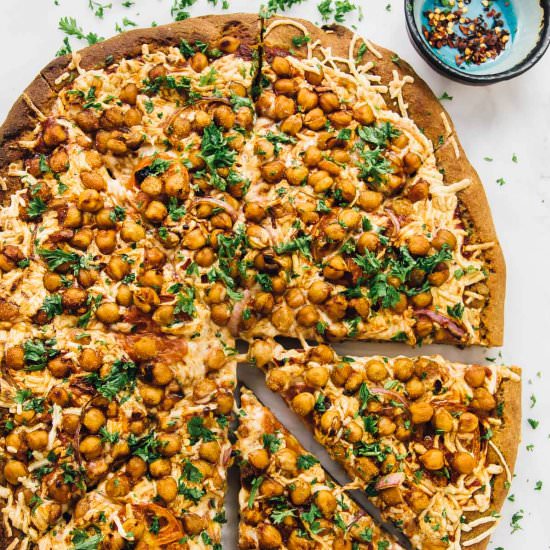 Vegan Spicy BBQ Chickpea Pizza