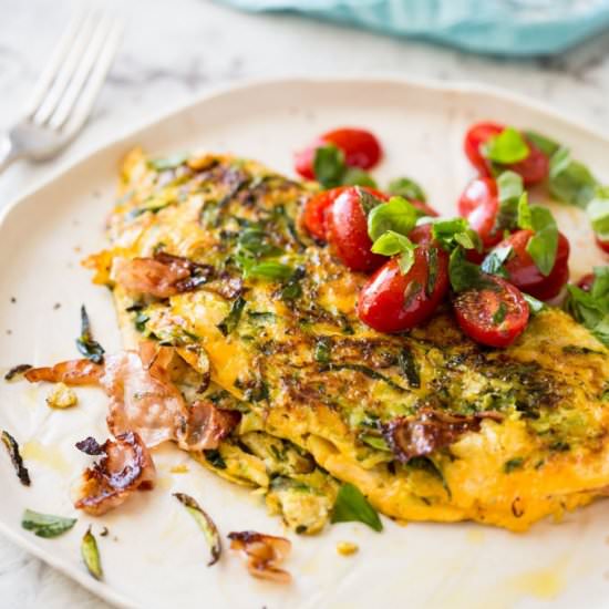 LAZY ZUCCHINI HAM CHEESE OMELETTE