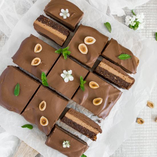 Chocolate and hazelnut slices