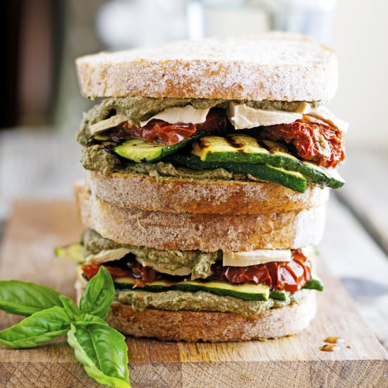 Tofu and Cream of Basil Sandwich