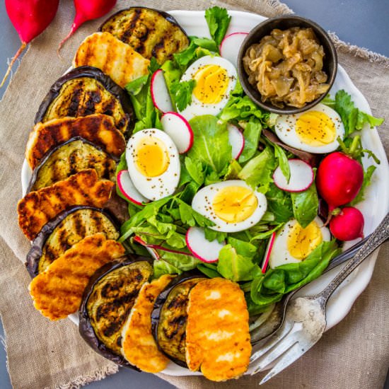 Grilled Eggplant & Halloumi Salad