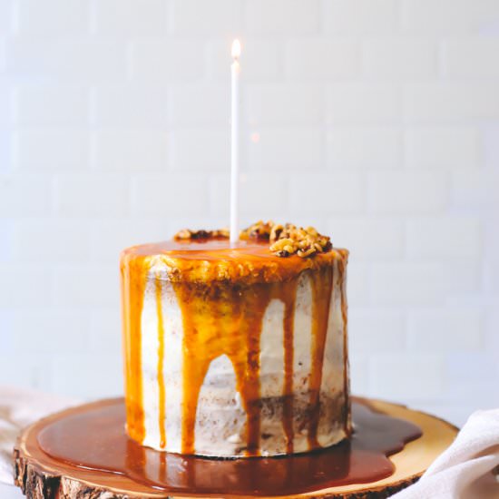 Spiced Carrot Cake w/ Caramel Drip