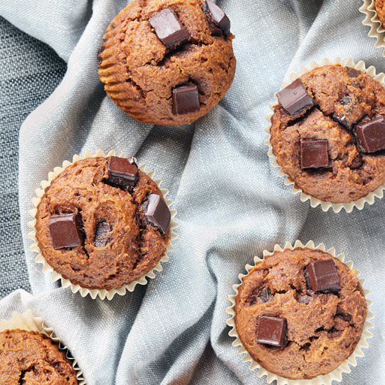 Chunky Chocolate Pumpkin Muffins