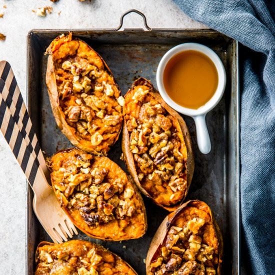 Maple Walnut Sweet Potato Skins