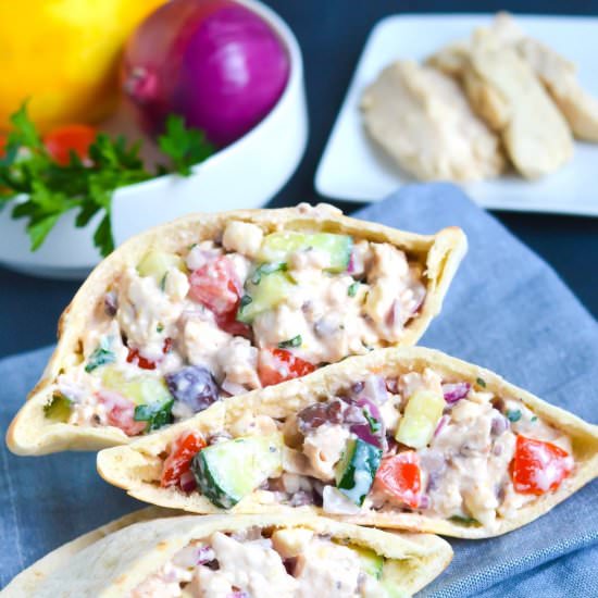 Greek Chicken Salad Pitas
