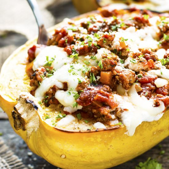 Lasagna Spaghetti Squash Boats