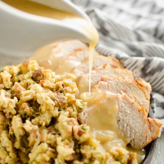 Pork Loin, Stuffing & Gravy