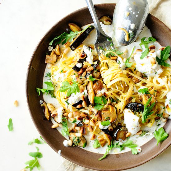 Wild Mushroom and Burrata Tagliatelle