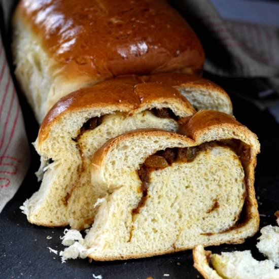 Pumpkin Raisin Swirled Milk Bread