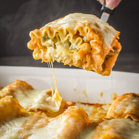 Pumpkin and Sausage Lasagna Rolls