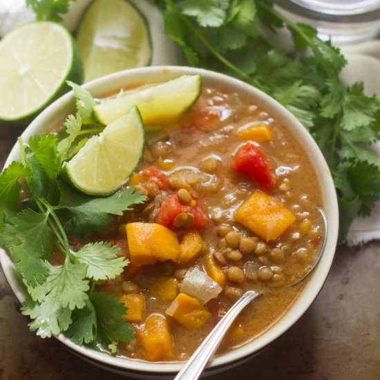 Curried Lentil Sweet Potato Soup