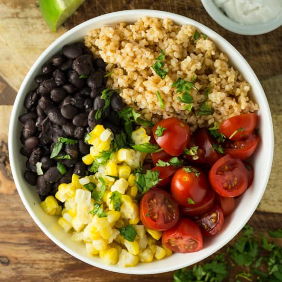 Mexican Black Bean Bulgar Bowl