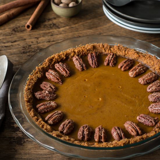 Pumpkin Pie with Candied Pecans