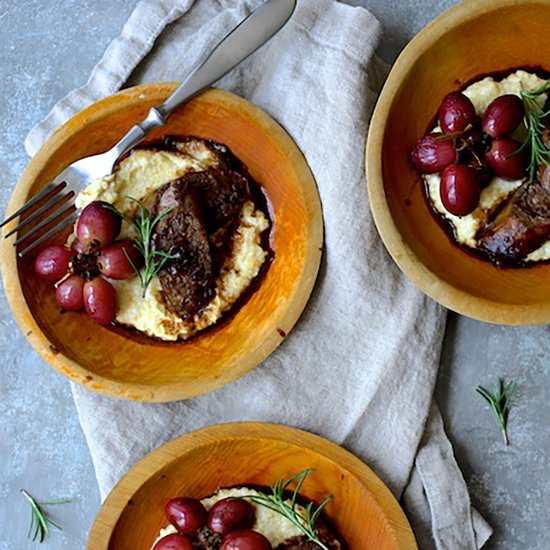 Balsamic Sausage & Grapes Polenta