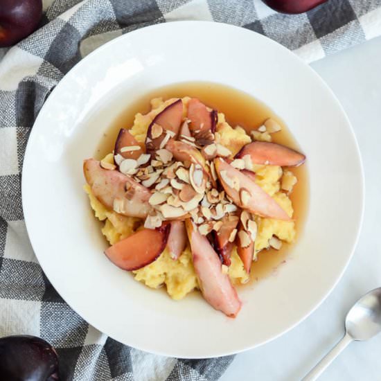 Pear and Plum Breakfast Polenta