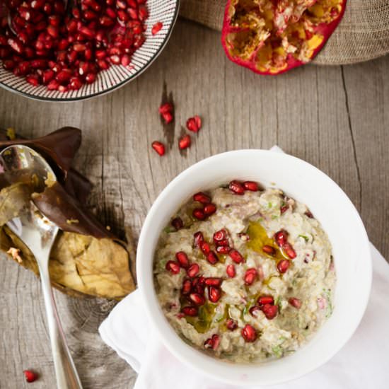 Eggplants, tahini and pomegranate