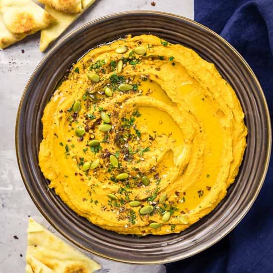 Roasted Sweet Potato Harissa Hummus
